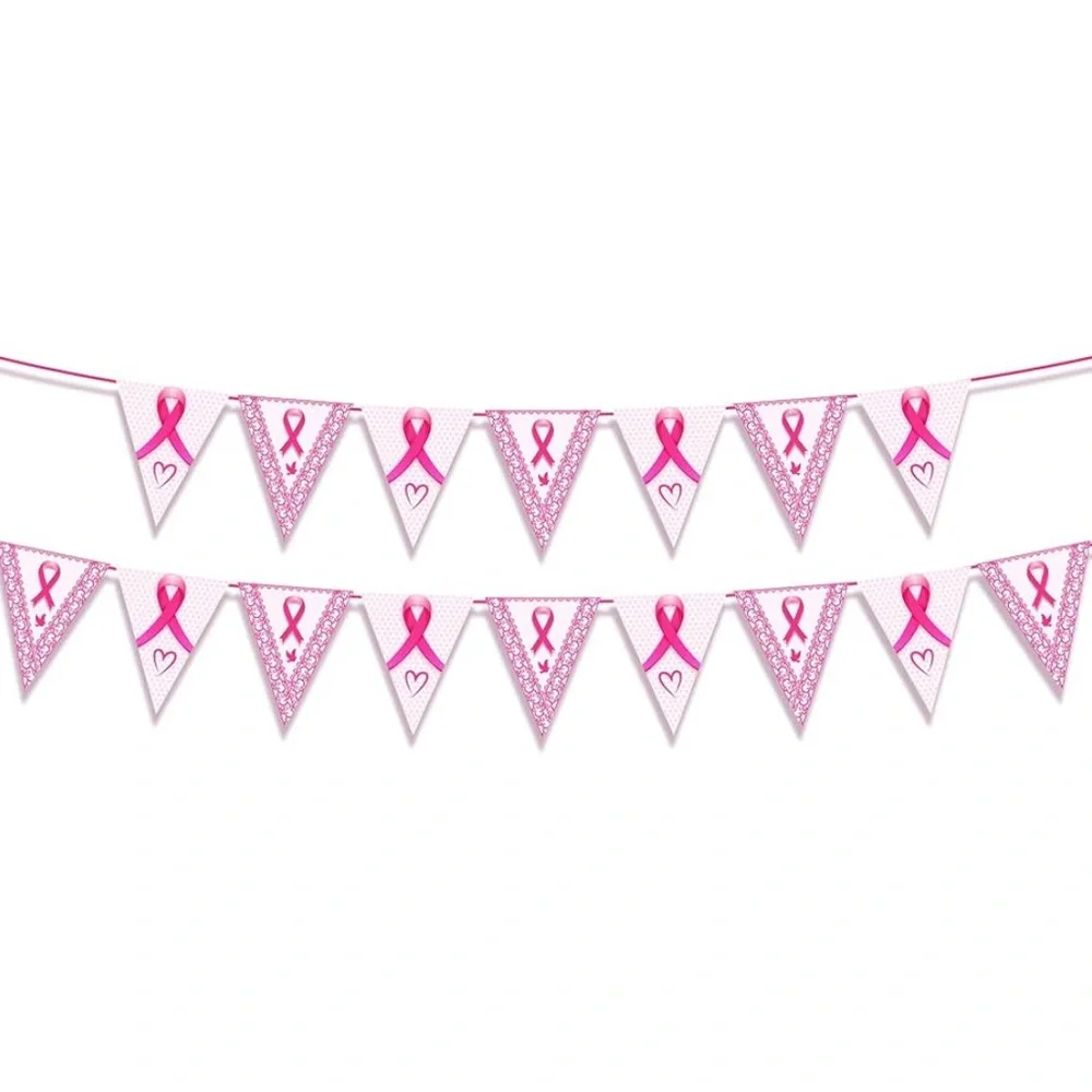 Ribbon Pennant Banner Breast Cancer Pink Pennant Banners Hanging Signs Breast